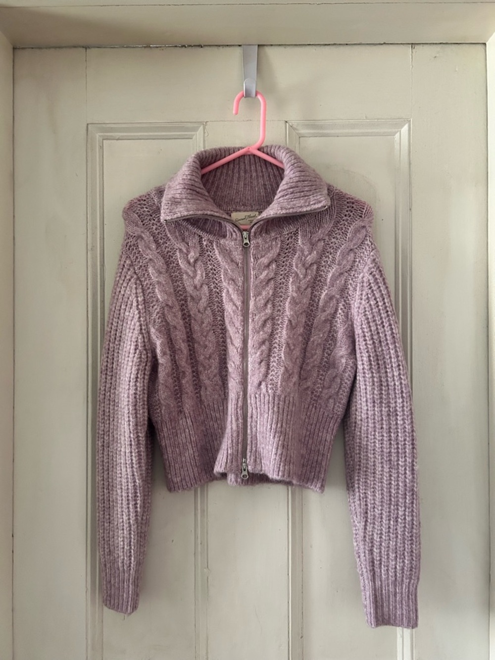 Universal Thread Lavender Cable-Knit Zip Cardigan
